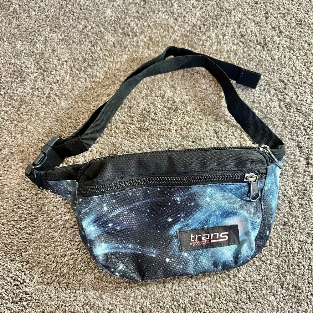 Jansport Trans Adjustable Fanny Waist Pack Galaxy Star Blue Black Print Workout